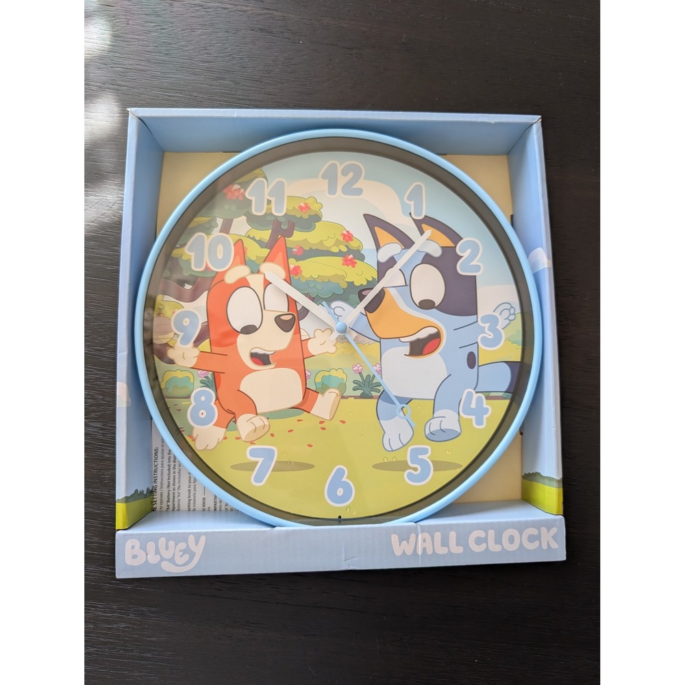 Bluey and Bingo Kids Analog Wall Clock Blue Nursery Decor Kids Room School New